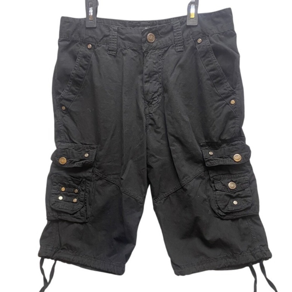 Benjamin Black Shorts Adult 30 Cargo Black Snaps Pockets‎ Casual Outdoor
